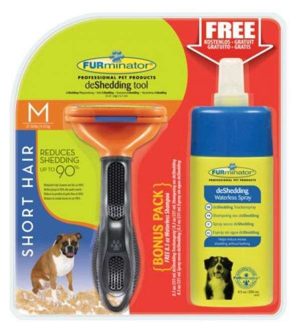 Bild 1 von Furminator Dog Tool Kurzhaar M (bis 23kg) + DeShedding Spray Bonuspack